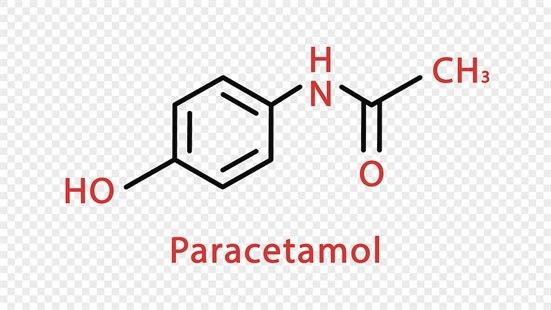 Bildet viser den kjemiske formelen for paracetamol.