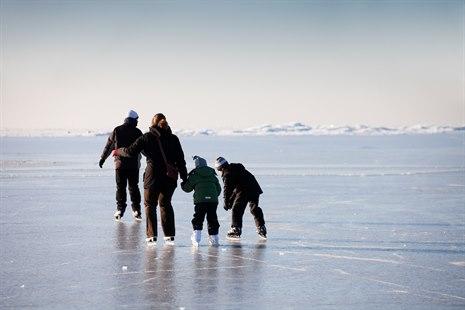 Familie på skøytetur