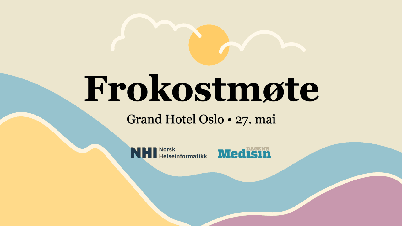 En illustrasjon med teksten frokostmøte, grand hotell Oslo, 27. mai